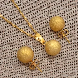 Anniyo Beads Necklace Earrings for Women Girls,Trendy Charm Jewelry sets Ball Pendant Africa,Arabia,Nigeria  #034206