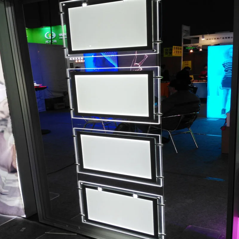 (4unit/Column) A3 Single Sided Magnetic Front Display Window Display Poster Holders,Suspension Cable Display Systems