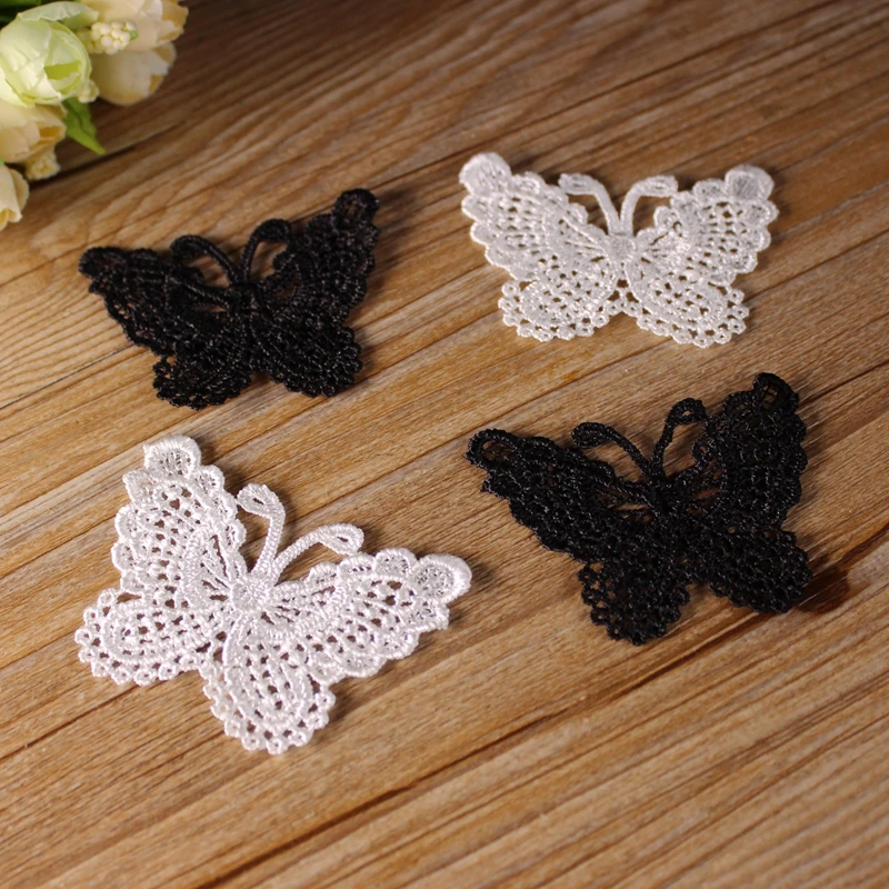 Butterfly Lace Applique, Polyester Trim for Garment Decoration, Sew On Lace Fabric, 10 PCs/Lot