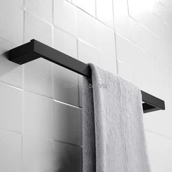 Matte Black Towel Bar Single Bathroom Hand Towel Holder Wall Mounted Matte Black Towel Rod Modern Home Decor Bathroom Accessory