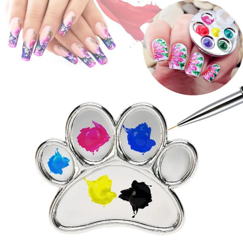 Mini Manicure Palette Wearable Metal Nail Art Polish Holder Paint Palette Finger Rings Nail Art Tools