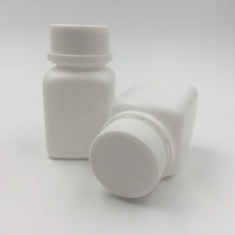 100PCS/LOT 30ml 30cc plastic square HDPE white pills bottle medical container with tamper proof cap for medical packaging