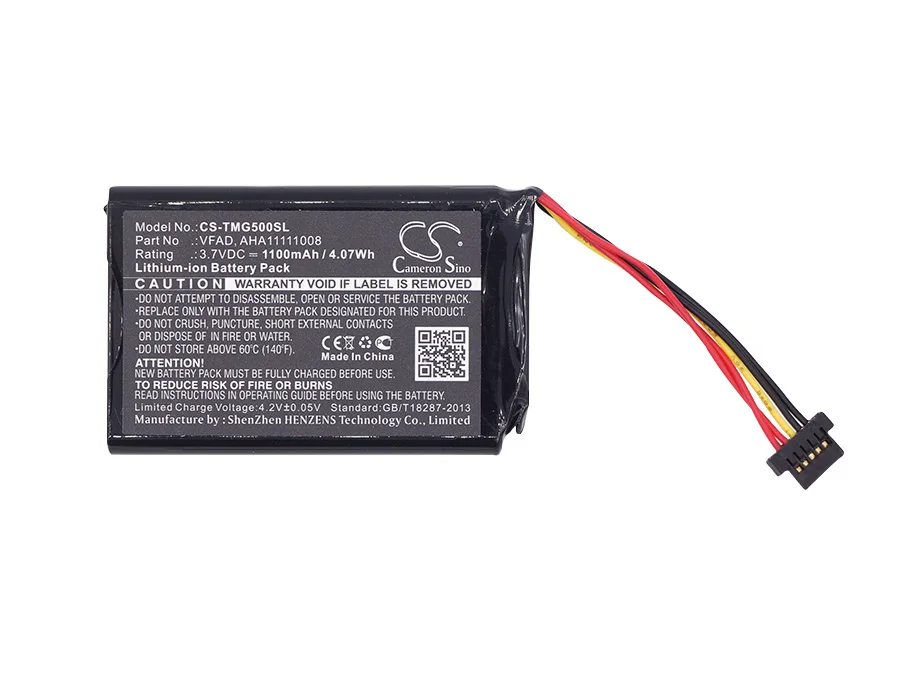 Cameron Sino 1100mAh Battery AHA11111008, VFAD for TomTom 4FL50, 4FL60, Go 5000, GO 5100, Go 6000, GO 6100, PRO TRUCK 5250