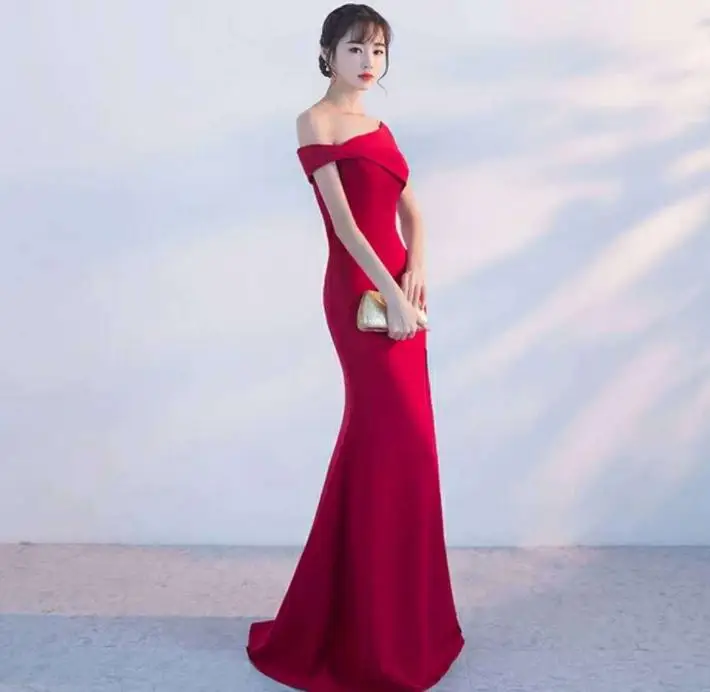 BANVASAC เรือคอแยก Mermaid ชุดราตรียาวปาร์ตี้ไม่สมมาตรแขนสั้น Backless Prom Gowns