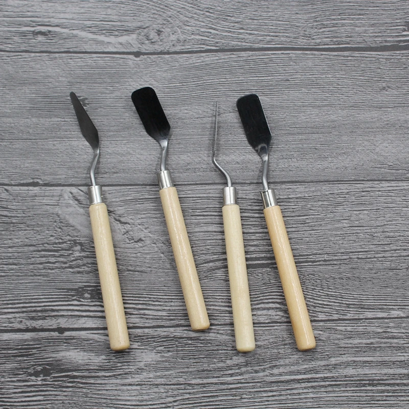 Aomily 2pcs/Set Stainless Steel Spatula Baking Pastry Tool Mixing Scraper Pack Art Scorper Oil Scraper Painting Shovel Palette