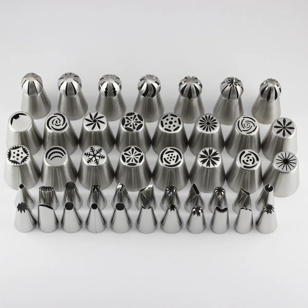 50 Pcs/Set Stainless Steel Russian Spherical Ball Icing Piping Nozzles Pastry Tips Cupcake Fondant Cake Decorating Tools