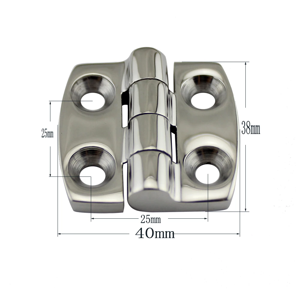 Stainless Boat Square Arc Strap Utility Hinge Heavy Duty High Mirror Cabin Door Locker Strap Hinge with Arc Edge 10pcs 38*40mm