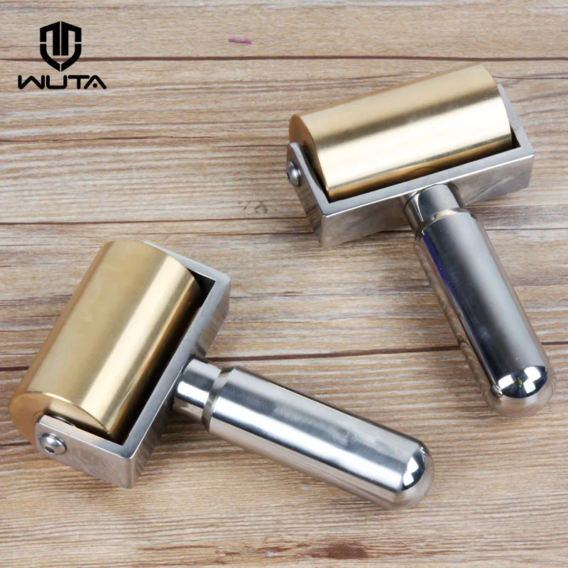 WUTA Design 1000g Smooth & Silent Solid Brass+Stainless Steel Leather Craft Roller Edge Creaser Glue Laminating DIY Tools 65mm