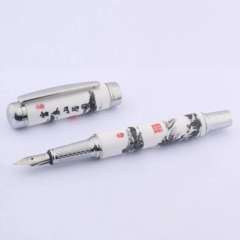 Blue and White Porcelain With Chinese Painting Trim M Fountain Pen Stationery Office school supplies Writing