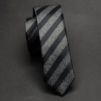 RBOCOTT Slim Tie Black Silver Gray For Man Classic Striped Paisley Necktie 5cm Mens Skinny Tie Casual Waterproof Neck Ties