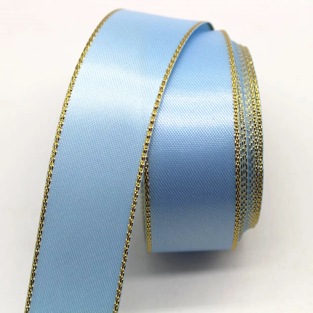 10 Yards 10MM 22MM 38MM Glitte Gold Edge Ribbon DIY Handmade Materials Gift Packaging Bows Double-Sided Christmas Decorations