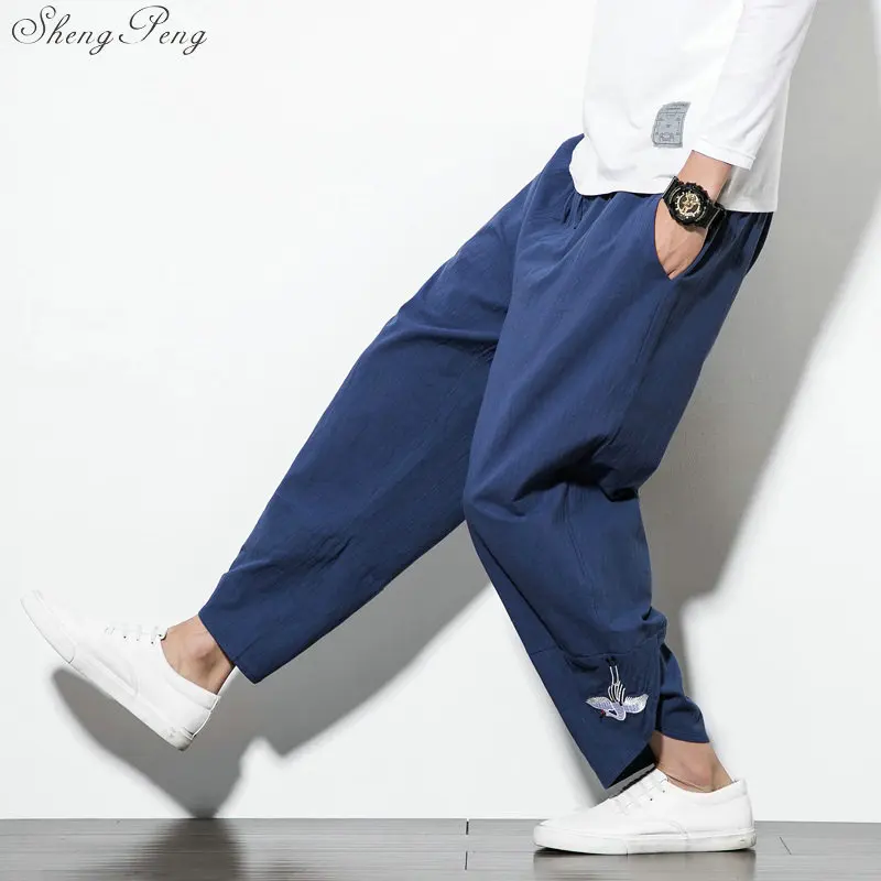 Chinese style pants oriental men clothes traditional embroidery shorts traditional chinese pants for man kung fu pants G188