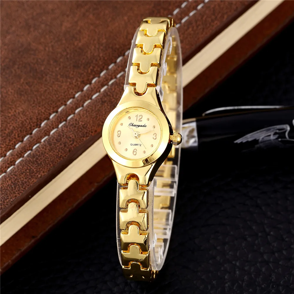 Luxus Edelstahl Goldene Frauen Uhren Elegante Mode Kleine Damen Quarzuhr Damen Casual Kleid Armbanduhr Uhr # 3TWL