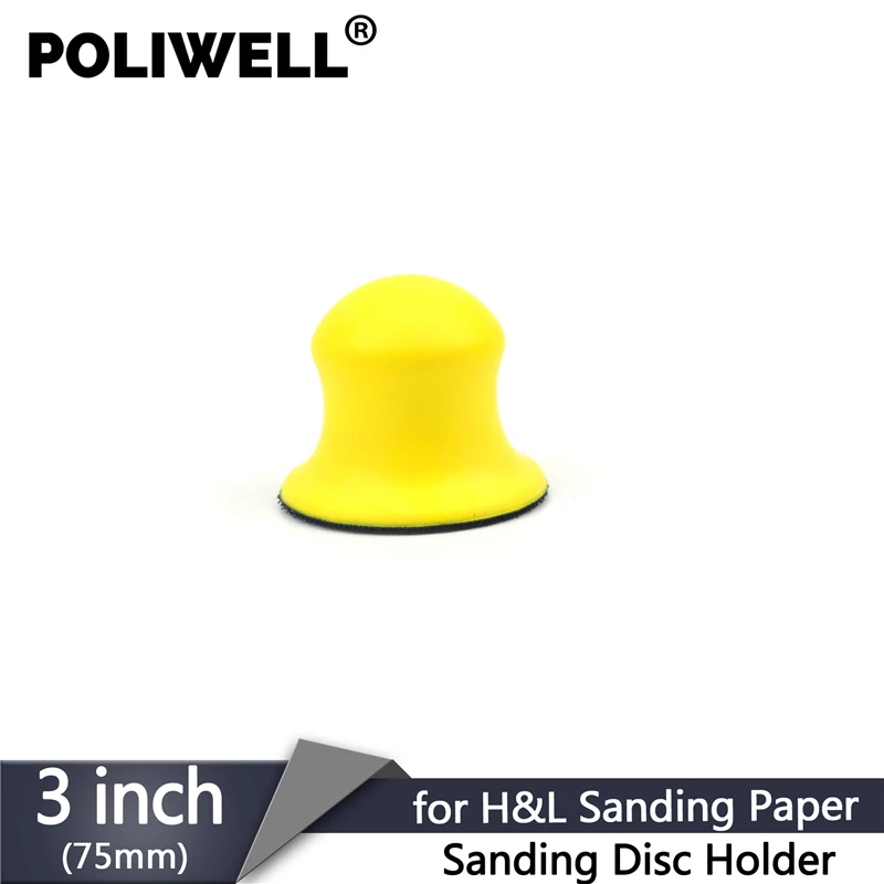 

POLIWELL 3 inch 75 mm Hook & Loop Hand Sanding Block Sandpaper Sanding Discs Round Sander Tools for Wood Furniture Restoration