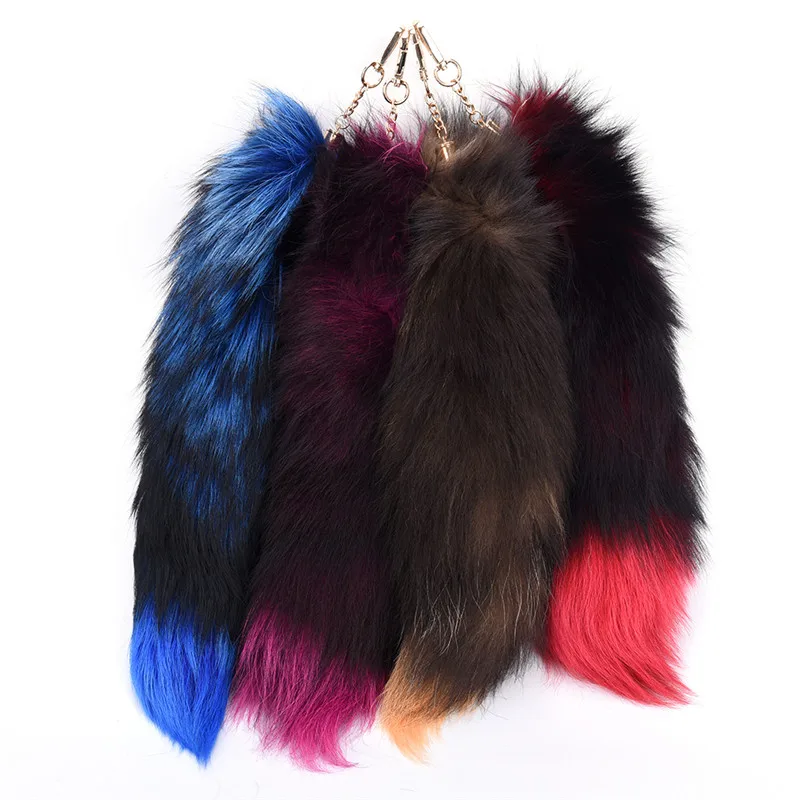 

1 Pcs Women Fox Fur Tail Tassel Bag Tag Charm Handbag Pendant Accessory Large Keychain 4 Colors