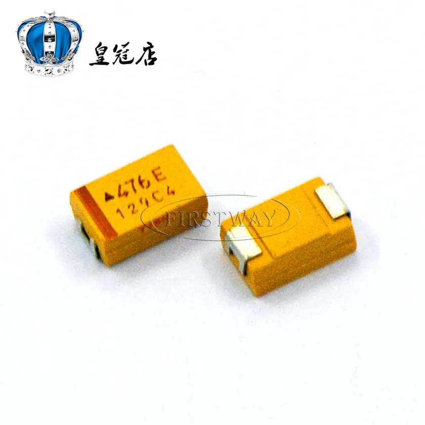 

500PCS/LOT SMD tantalum capacitors 476E 47UF 25V D 7343 10% Yellow Polar Capacitor