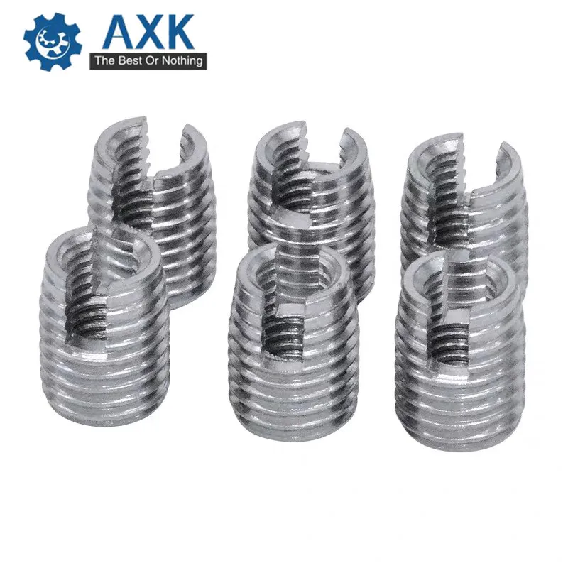 20pcs Stainless Steel M6 Self Tapping Thread Insert Screw Bushing M6*1.0*14mm 302 Slotted Type Wire Thread Repair Insert