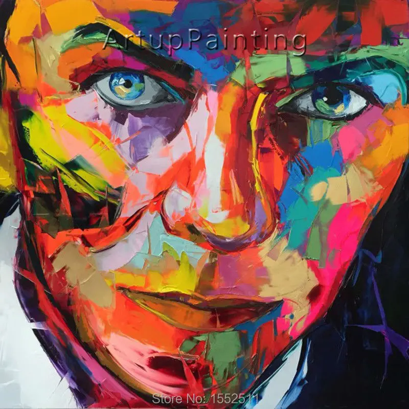 

Palette knife painting portrait Palette knife Face Oil painting Impasto figure on canvas Hand painted Francoise Nielly 16-18