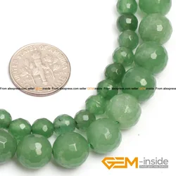 10mm Round Faceted Green Aventurine Jad Beads Natural Stone Beads DIY Loose Beads For Jewelry Making Strand 15