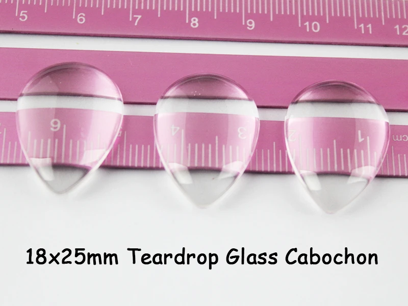 

100pcs 18x25mm Teardrop Transparent Clear Glass Cabochon Domed Cameo Flat Back Fit Pendant DIY Jewelry Making Accessories