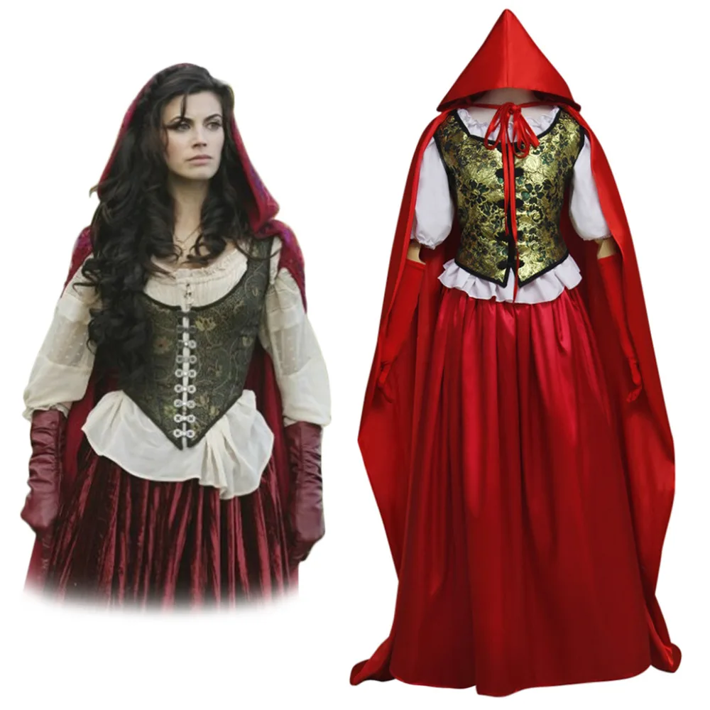 

Once Upon a Time Ruby's Little Red Riding Hood Cloak Costume Dress Adult Women's Halloween Carnival Costume Cosplay