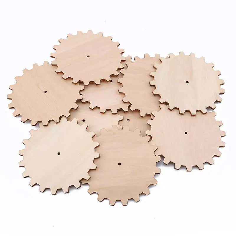 10pcs Creative Unfinished Wood Gear Puzzle Hand Drawn Doodle Accessories For Board Game Pieces Arts Crafts Projects Ornaments