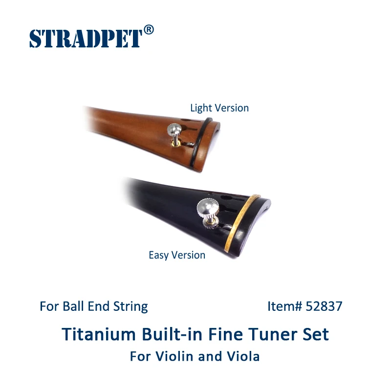 STRADPET violin built-in titanium fine tuner set for BALL-end string, Violin and viola accessories