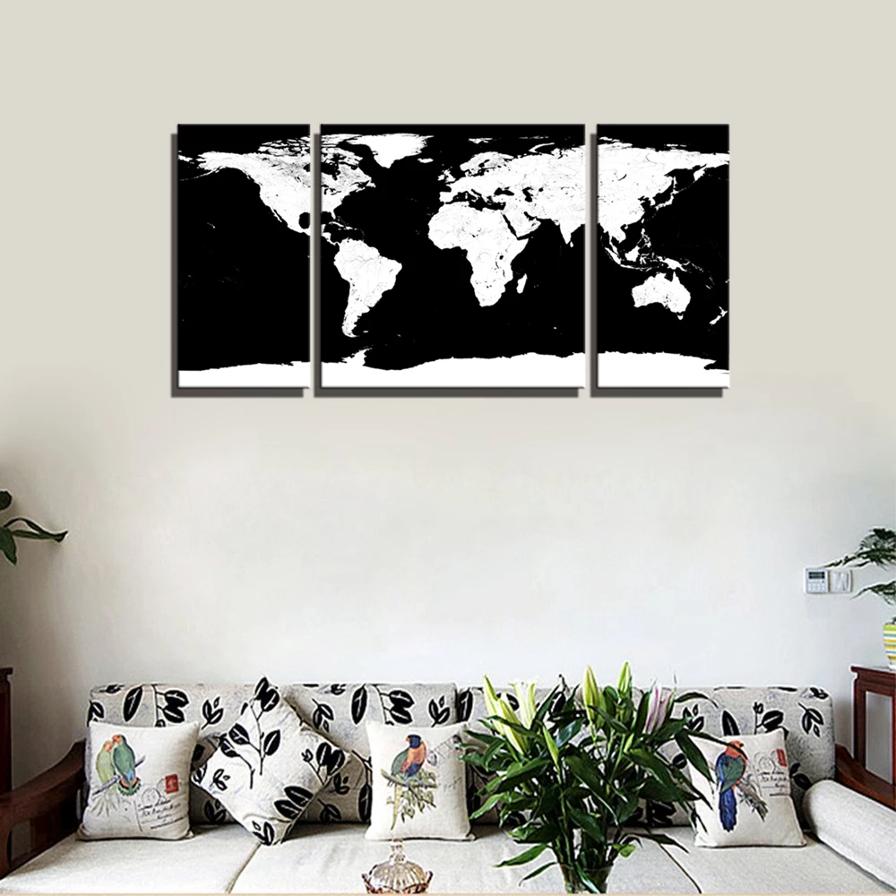 

Black and White World Map Wall Art Canvas Painting for Living Room Pictures Print Poster Vintage Home Decoration Gift Dropship