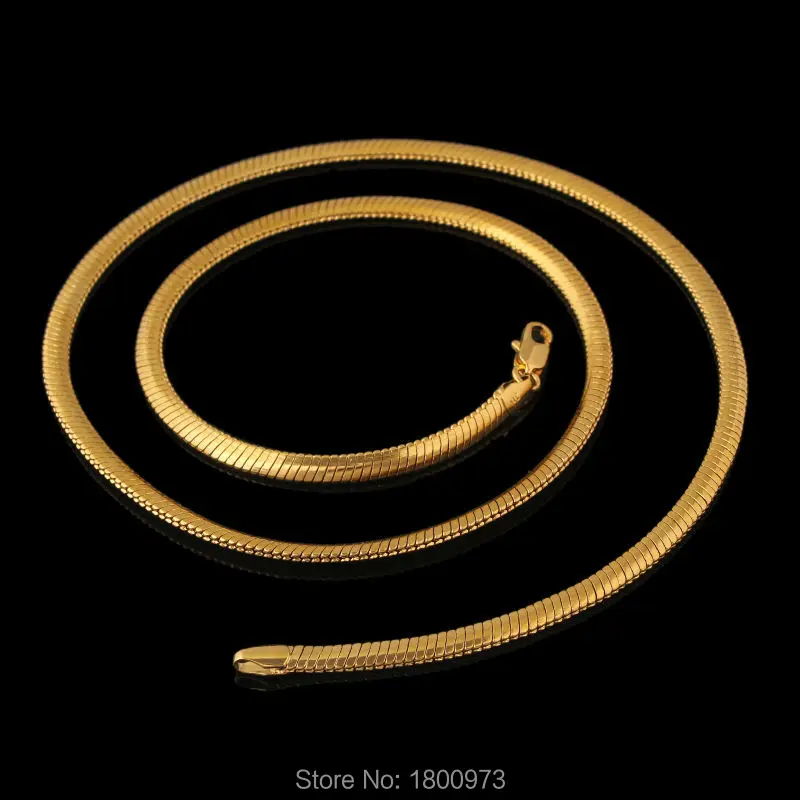 Adixyn New Brand Gold Necklace18K Gold Color Fashion Jewelry Wholesale 5 MM 60 CM Snake Chain Necklace Men Jewelry