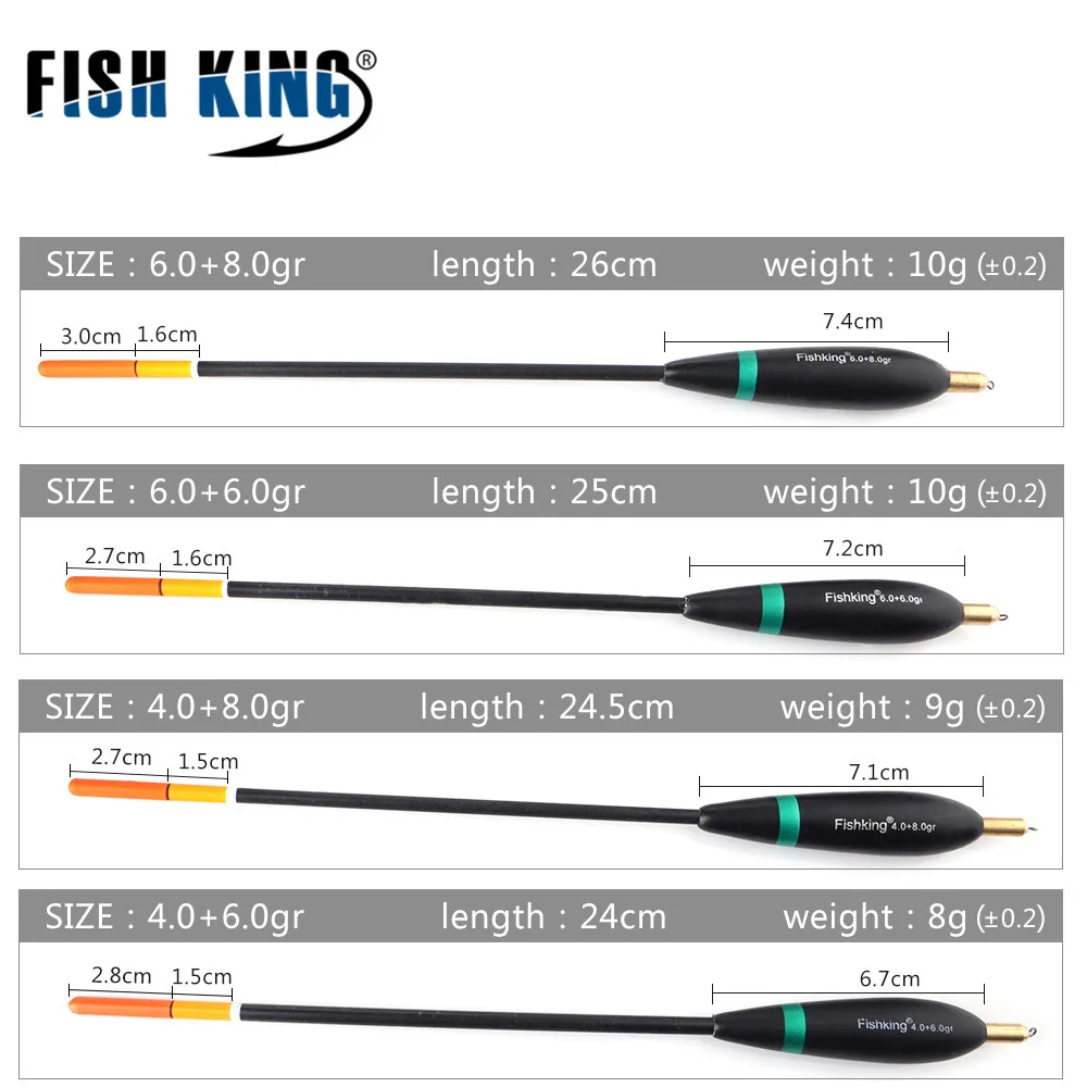 Ryby król 4 sztuk 8g 9g 10g Barguzinsky jodła Bobber Float 24cm-26cm miedzi Ocean skała wędkowanie boja dla Carp Fishing Tackle