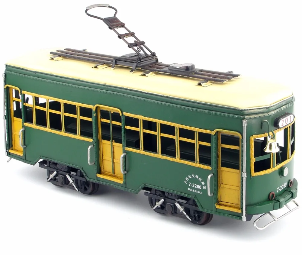 

Wrought iron metal decoration, antique handicrafts Tram Model of Dalian 201 Road, China tram creative decoration, iron art