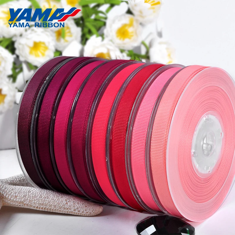 YAMA-Cinta de grogrén roja y rosa para vestido, accesorio de decoración de boda para casa, venta al por mayor, 6, 9, 13, 16, 19, 22mm, 100 yardas/lote