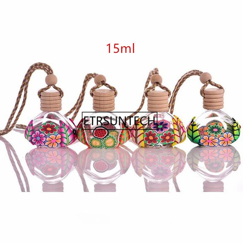 100Pcs 10-15ml Hanging Fragrance Car Perfume Diffuser Bottle for Essential Oils Auto Ornament Car-styling Pendant F1824