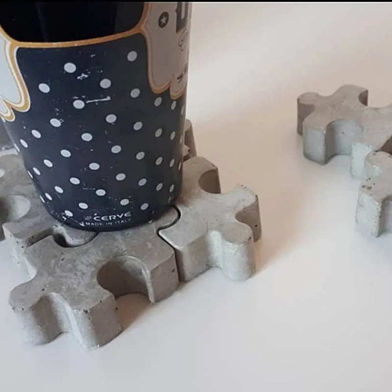 シリコンパズルモールド,3Dコンクリートトレイ,フォンダンケーキベーキング,コーヒーカップホルダー,セメントブロックキャンドル