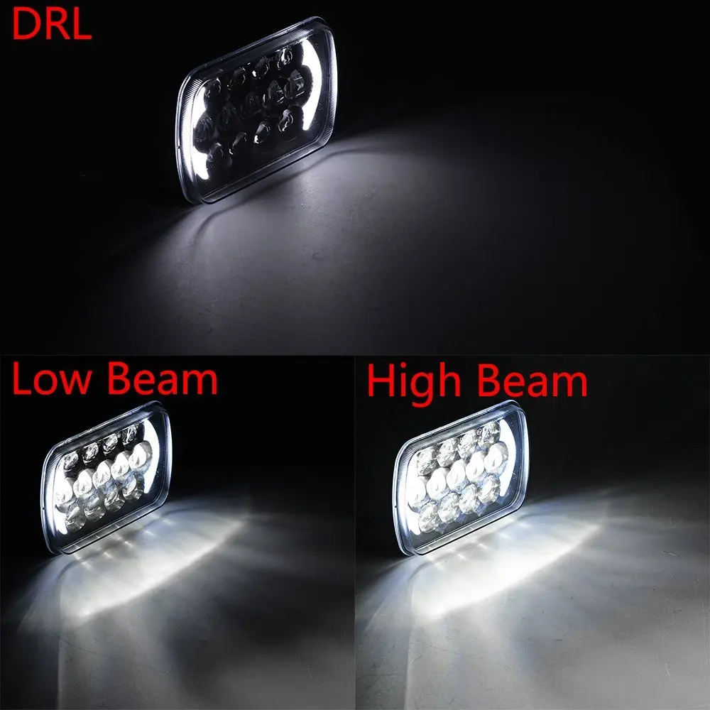 2pc Black 105W 5x7 7x6Inch Led Headlight DRL With 2pc 5Inch 72W Led Work Lights For Jeep Cherokee XJ Comanche MJ Wrangler YJ