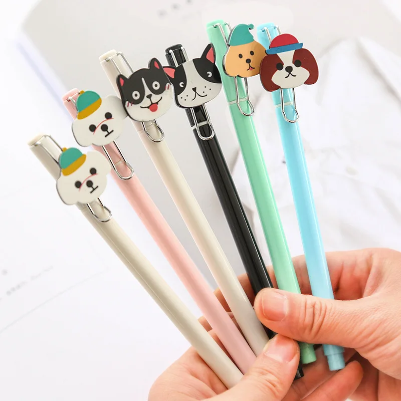 [Stock Clearance] 4pcs Cartoon Dog Gel Pens Set Cartoon Dogs Black Color Ink Pen 0.5mm Ball Point Office School Supplies F367