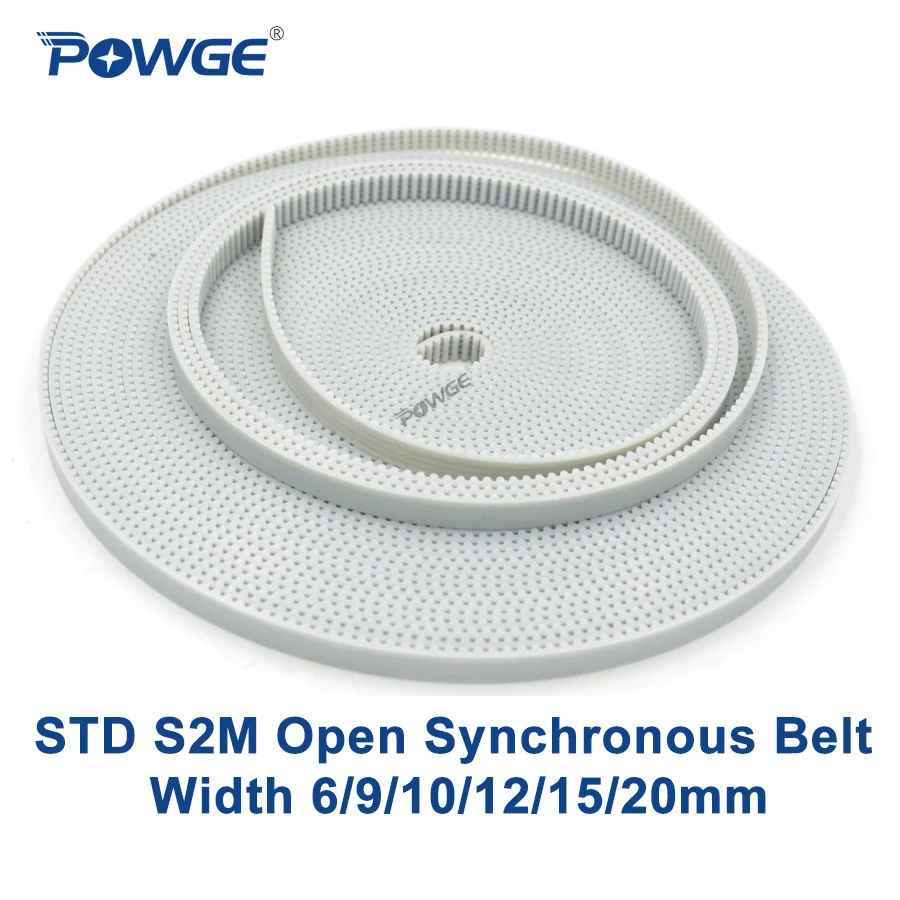 

POWGE STD S2M Open synchronous belt S2M-6 width 6/9/10/12/15/20mm polyurethane Steel PU STD2M Timing Small backlash 3D printer