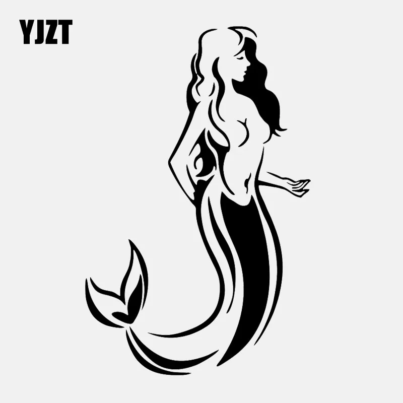 YJZT 11.1CM*17.2CM Vinyl Decal Car Sticker Mermaid Tribal Fantasy Ocean Girl Fish Car Truck Window Decor Black/Silver C24-0727