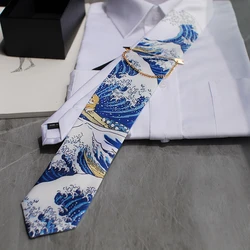 Corbata rediseñada de Kanagawa para hombre, Serie de fantasía, boda, regalo de fiesta de Europa Occidental, envío gratis