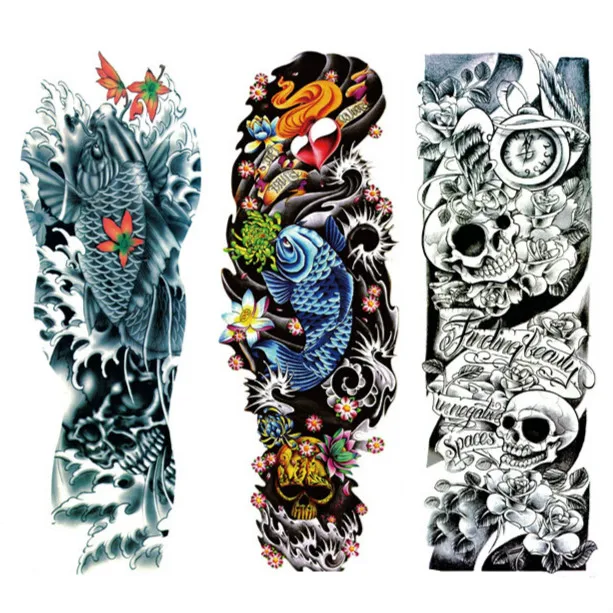 Wholesale 500pcs New excellent waterproof transfer temporary tattoo AC 48*16cm Arm body disposable tattoo tatuajes free shipping