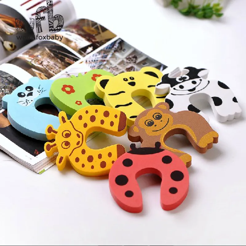 Bán sỉ 30 cái/lốc Miễn Phí Vận Chuyển dễ thương animal designs Bé Cửa an toàn Jammer Guard Finger Protector Stoppers