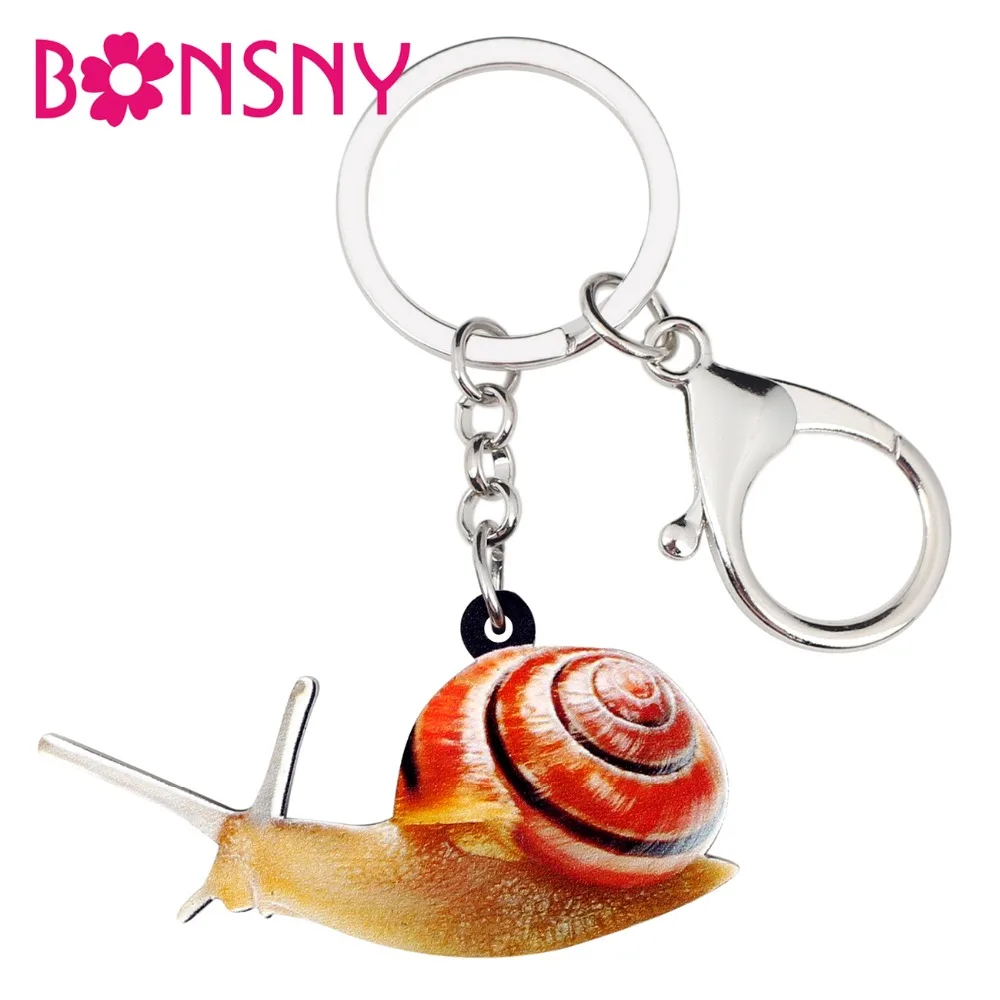 

Bonsny Statement Acrylic Anime Cute Snail Key Chains Keychain Rings Animal Jewelry For Women Girls Teens Kid Handbag Charms Gift