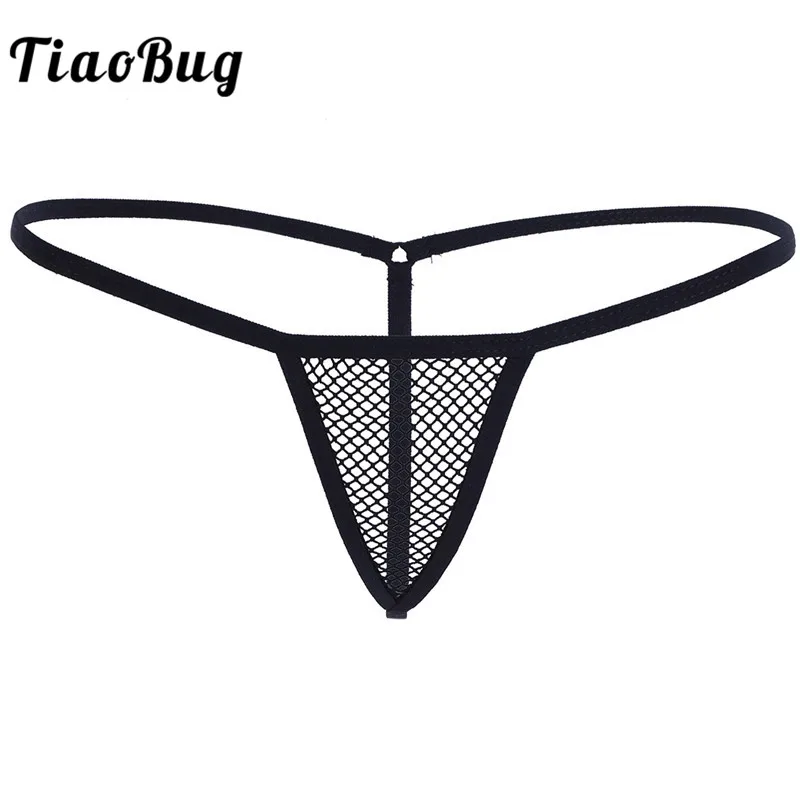 TiaoBug Sexy Women's lingerie Mesh See-through Elastic Waistband Underwear Open Butt G-string Fishnet Bikini Underwear