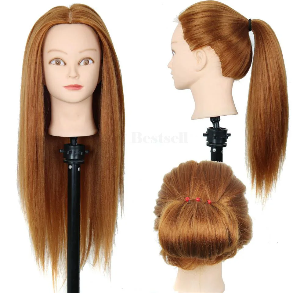 Hairdressing Training  Heads Training Stand Head Resistant Synthetic Hair Hairdresser Training Mannequin Head With Hair