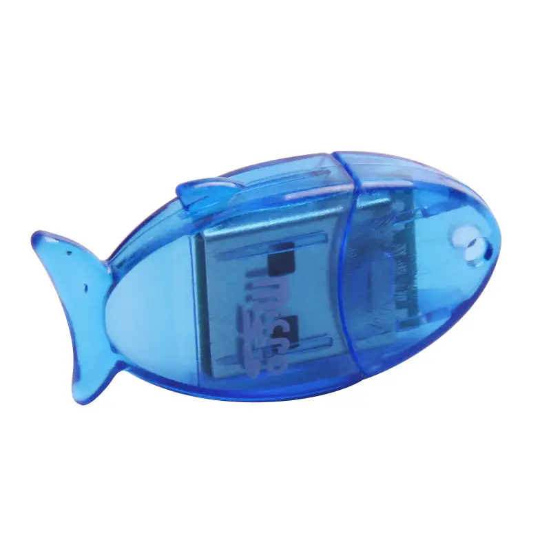 Glylezee Transparent Card Reader Little Fish Shape Micro SD T-Flash Memory Card Reader Up to 64GB