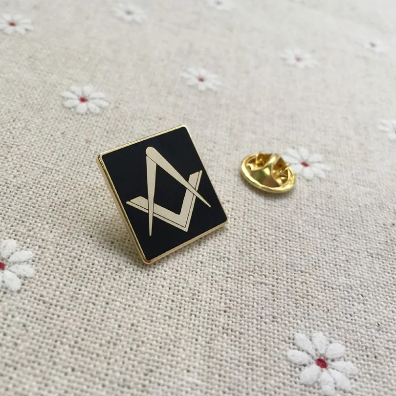 

100pcs wholesale custom masonic free masons lapel pin metal badge craft souvenir lodge freemasonry square brooches and pins