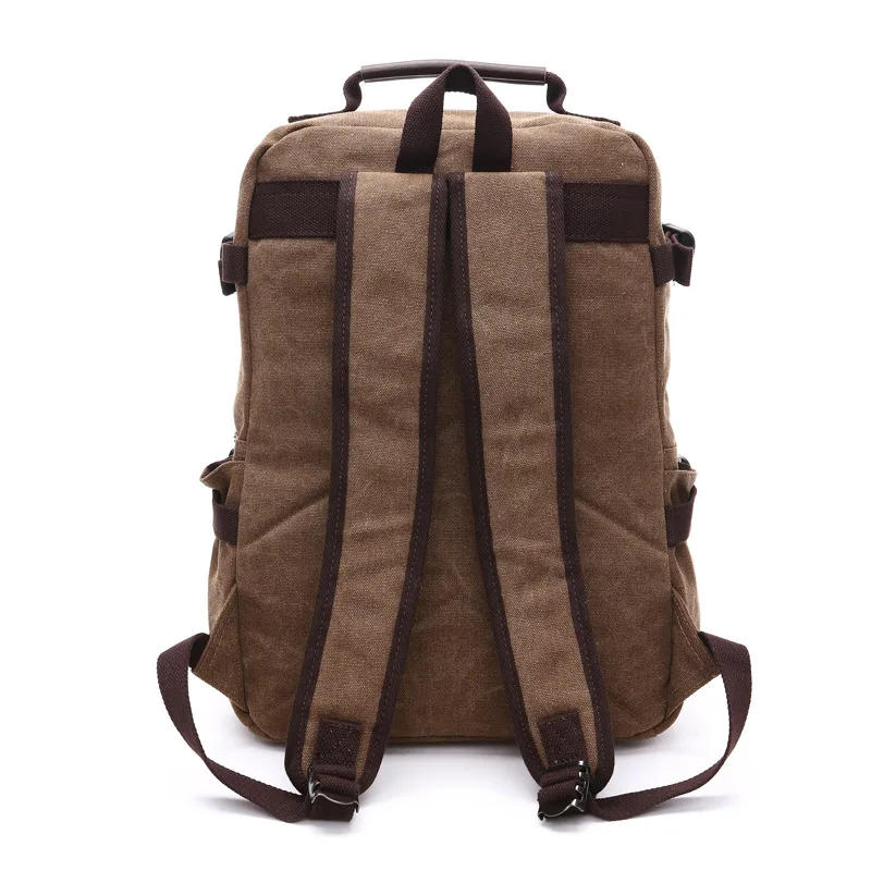 High Grade Canvas Backpack Men Solid Color Laptop Bags 2023 Superior Vintage Outdoor Design Durable New Trend Classic