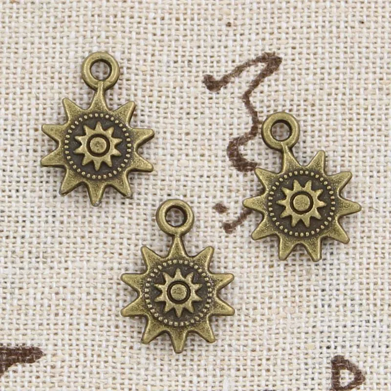 15pcs Charms Sun 17x12mm Antique Tibetan Bronze Silver Color Pendant Findings Accessories DIY Vintage Choker Handmade Jewelry