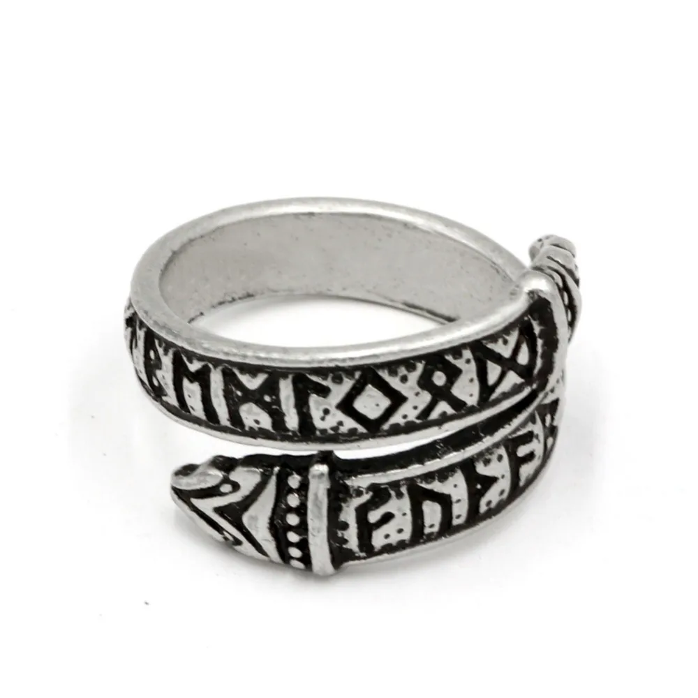 Vintage adjustable Norse Viking Rune Dragon Ring Elder Futhark Snake Ring Men Punk Nordic Amulet Jewelry Christmas Gift