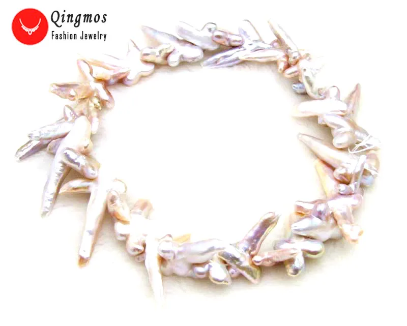 

Qingmos 30*50mm Purple Cross Shape Natural Freshwater Pearl Loose Beads for Jewelry Making Necklace Bracelet DIY 14'' los753